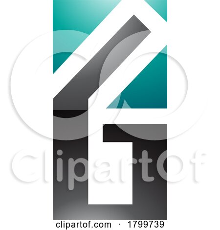 Persian Green and Black Glossy Rectangular Letter G or Number 6 Icon by cidepix