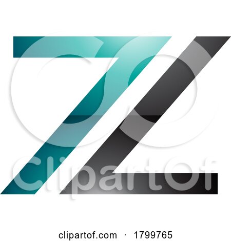 Persian Green and Black Glossy Number 7 Shaped Letter Z Icon by cidepix