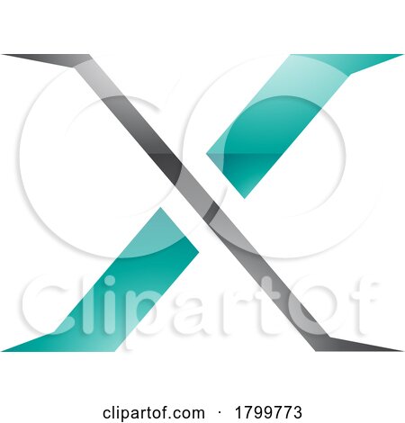 Persian Green and Black Glossy Pointy Tipped Letter X Icon by cidepix
