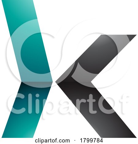 Persian Green and Black Glossy Lowercase Arrow Shaped Letter K Icon by cidepix