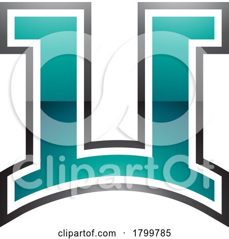 Persian Green and Black Glossy Arch Shaped Letter U Icon by cidepix