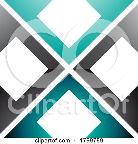 Persian Green and Black Glossy Arrow Square Shaped Letter X Icon by cidepix