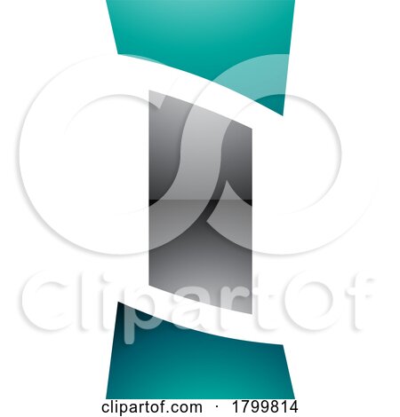 Persian Green and Black Glossy Antique Pillar Shaped Letter I Icon by cidepix