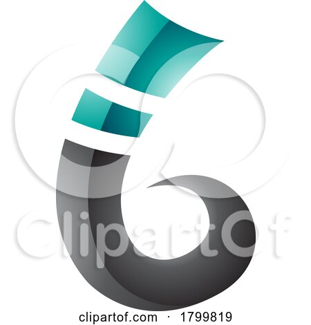 Persian Green and Black Curly Glossy Spike Shape Letter B Icon by cidepix