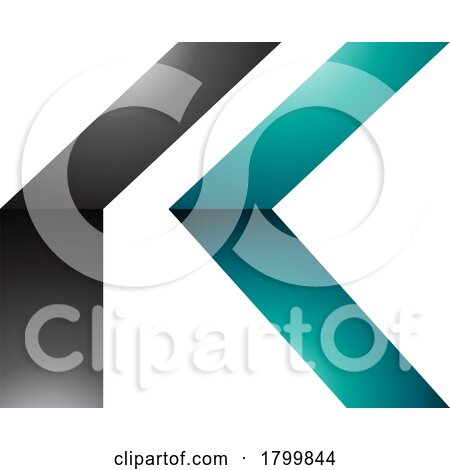 Persian Green and Black Glossy Folded Letter K Icon by cidepix