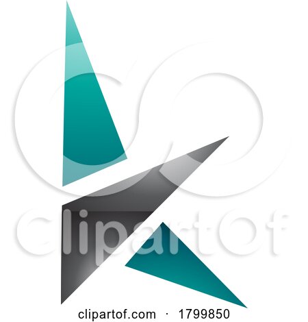 Persian Green and Black Glossy Letter K Icon with Triangles by cidepix