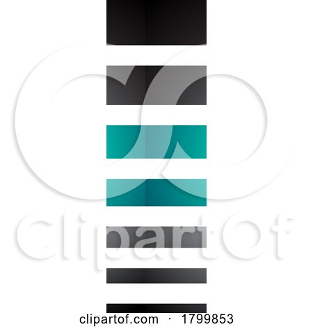 Persian Green and Black Glossy Letter I Icon with Horizontal Stripes by cidepix