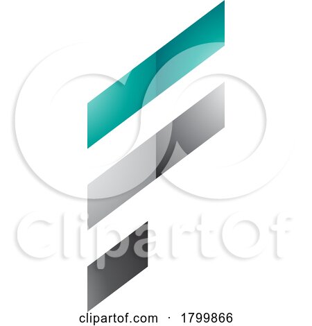 Persian Green and Black Glossy Letter F Icon with Diagonal Stripes by cidepix