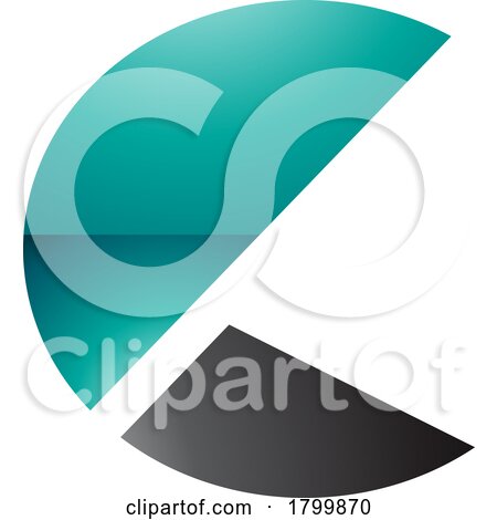 Persian Green and Black Glossy Letter C Icon with Half Circles by cidepix