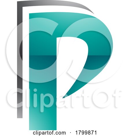 Persian Green and Black Glossy Layered Letter P Icon by cidepix