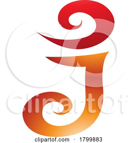 Orange and Red Glossy Swirl Shaped Letter J Icon by cidepix