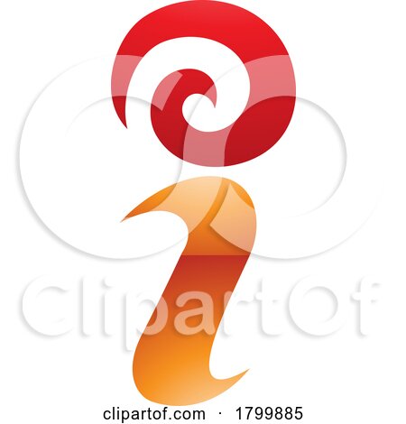 Orange and Red Glossy Swirly Letter I Icon by cidepix
