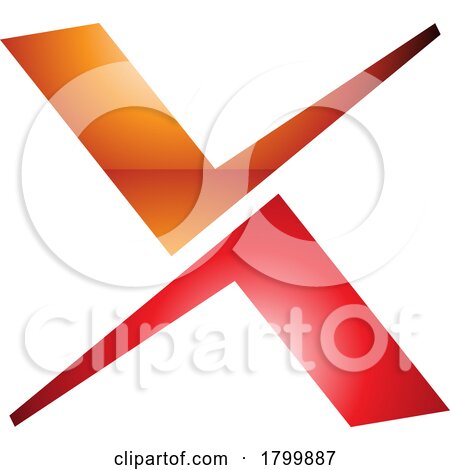 Orange and Red Glossy Tick Shaped Letter X Icon by cidepix