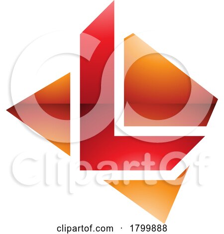Orange and Red Glossy Trapezium Shaped Letter L Icon by cidepix