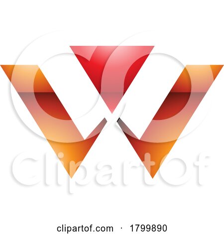 Orange and Red Glossy Triangle Shaped Letter W Icon by cidepix