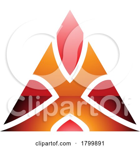 Orange and Red Glossy Triangle Shaped Letter X Icon by cidepix