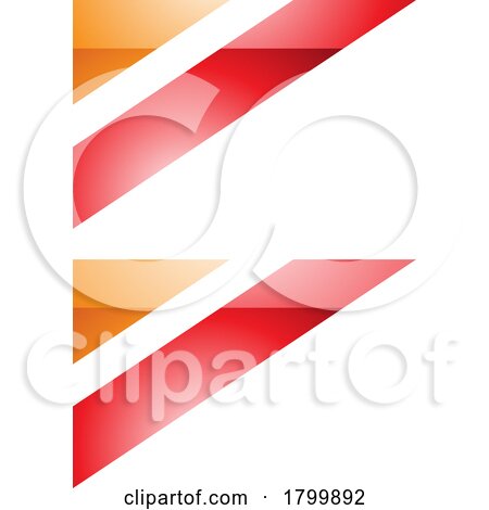 Orange and Red Glossy Triangular Flag Shaped Letter B Icon by cidepix
