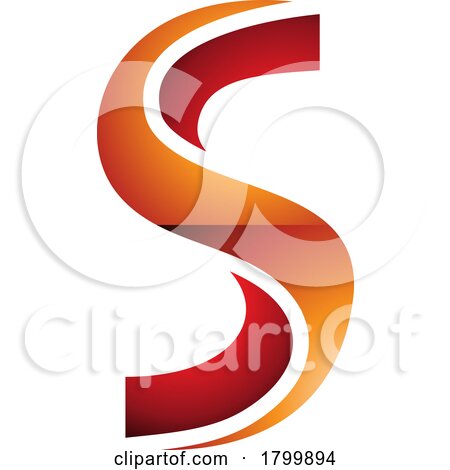 Orange and Red Glossy Twisted Shaped Letter S Icon by cidepix
