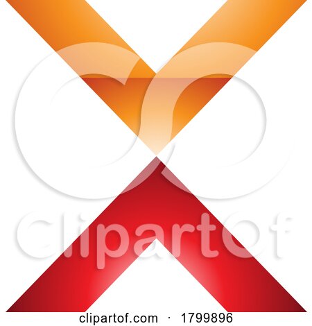 Orange and Red Glossy V Shaped Letter X Icon by cidepix