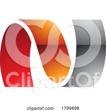 Orange and Red Glossy Wavy Shaped Letter N Icon by cidepix