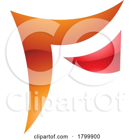Orange and Red Wavy Glossy Paper Shaped Letter F Icon by cidepix