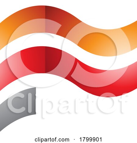 Orange and Red Wavy Glossy Flag Shaped Letter F Icon by cidepix