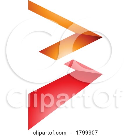 Orange and Red Glossy Zigzag Shaped Letter B Icon by cidepix