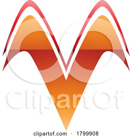 Orange and Red Glossy Wing Shaped Letter V Icon by cidepix