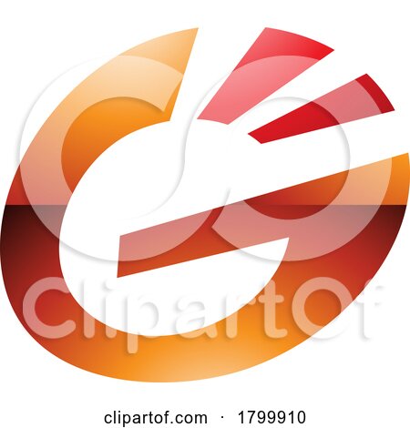 Orange and Red Glossy Striped Oval Letter G Icon by cidepix