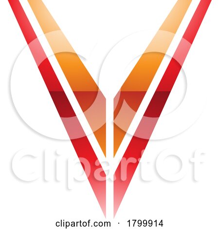 Orange and Red Glossy Striped Shaped Letter V Icon by cidepix