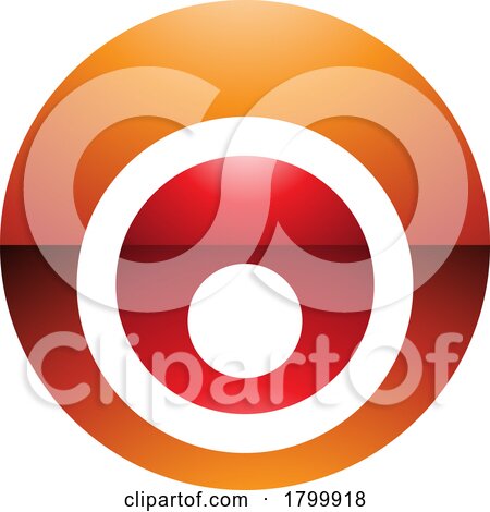 Orange and Red Glossy Letter O Icon with Nested Circles by cidepix