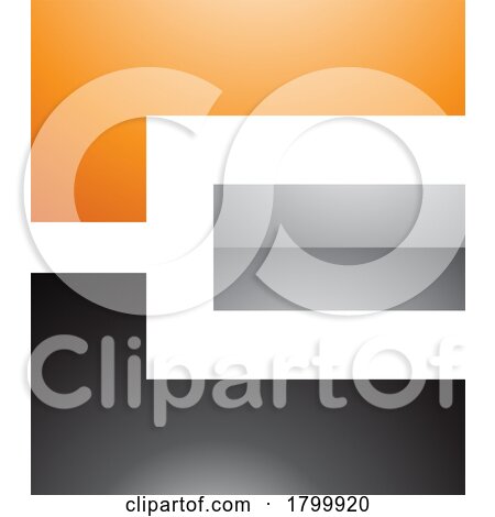 Orange Black and Grey Glossy Rectangular Letter E Icon by cidepix