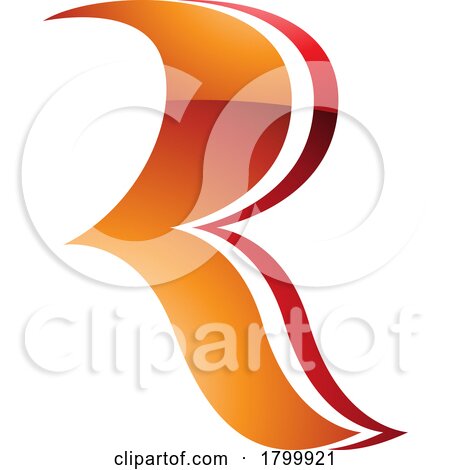 Orange and Red Glossy Wavy Shaped Letter R Icon by cidepix