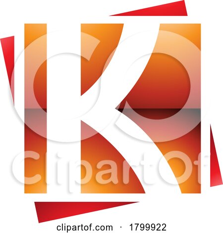 Orange and Red Glossy Square Letter K Icon by cidepix