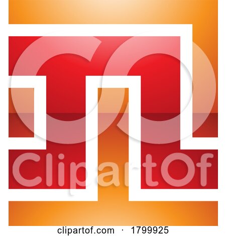 Orange and Red Glossy Square Shaped Letter N Icon by cidepix