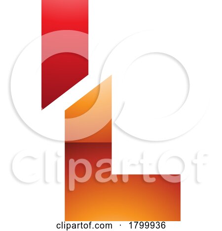 Orange and Red Glossy Split Shaped Letter L Icon by cidepix