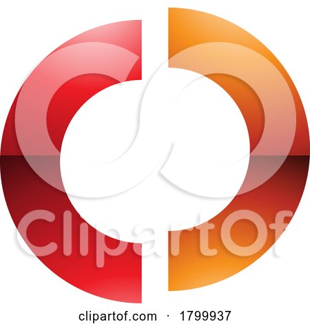 Orange and Red Glossy Split Shaped Letter O Icon by cidepix