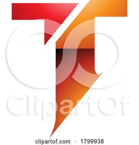 Orange and Red Glossy Split Shaped Letter T Icon by cidepix