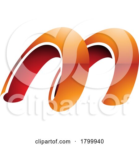 Orange and Red Glossy Spring Shaped Letter M Icon by cidepix