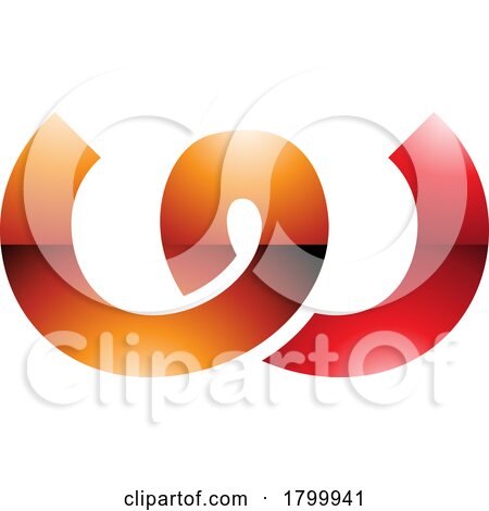 Orange and Red Glossy Spring Shaped Letter W Icon by cidepix