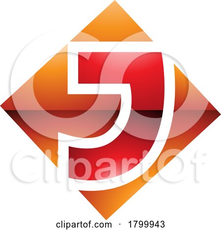 Orange and Red Glossy Square Diamond Shaped Letter J Icon by cidepix