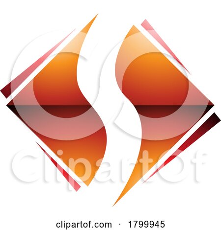 Orange and Red Glossy Square Diamond Shaped Letter S Icon by cidepix