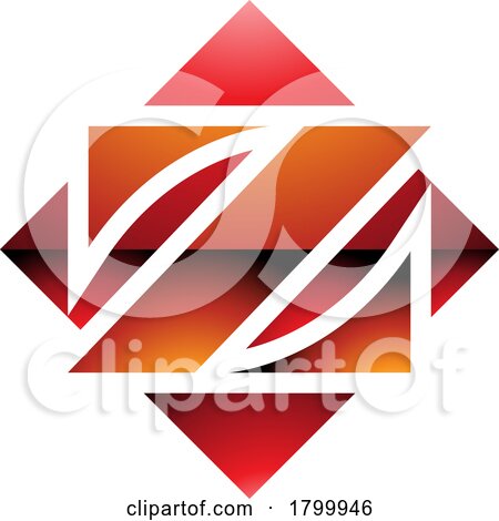 Orange and Red Glossy Square Diamond Shaped Letter Z Icon by cidepix