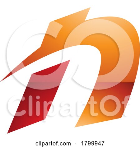 Orange and Red Glossy Spiky Italic Letter N Icon by cidepix