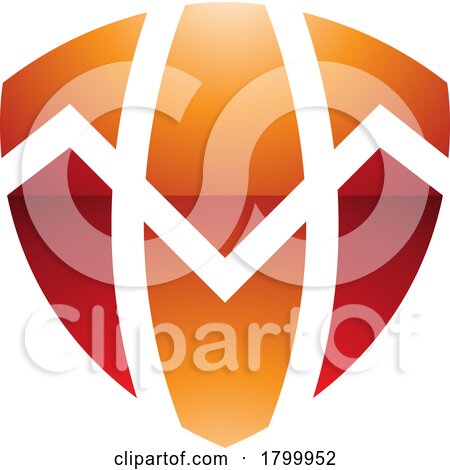 Orange and Red Glossy Shield Shaped Letter T Icon by cidepix