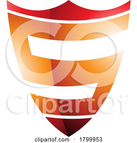 Orange and Red Glossy Shield Shaped Letter S Icon by cidepix