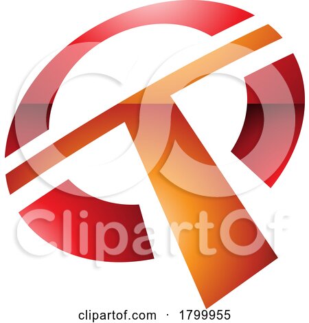 Orange and Red Glossy Round Shaped Letter T Icon by cidepix