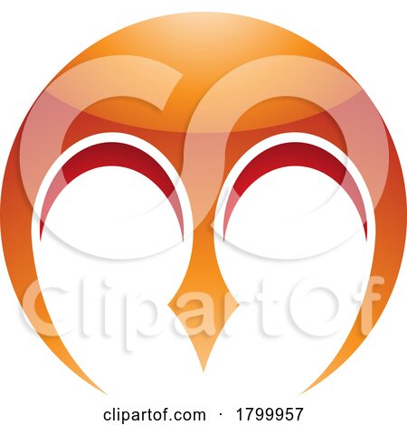 Orange and Red Glossy Round Letter M Icon with Pointy Tips by cidepix