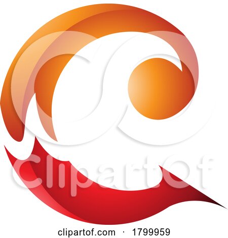Orange and Red Glossy Round Curly Letter C Icon by cidepix