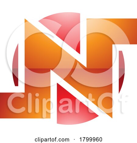 Orange and Red Glossy Round Bold Letter N Icon by cidepix